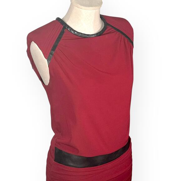 IRO PARIS Silk Blend Setani Mini Dress Sheath Ruched Burgundy Career Cocktail M - Picture 3 of 12